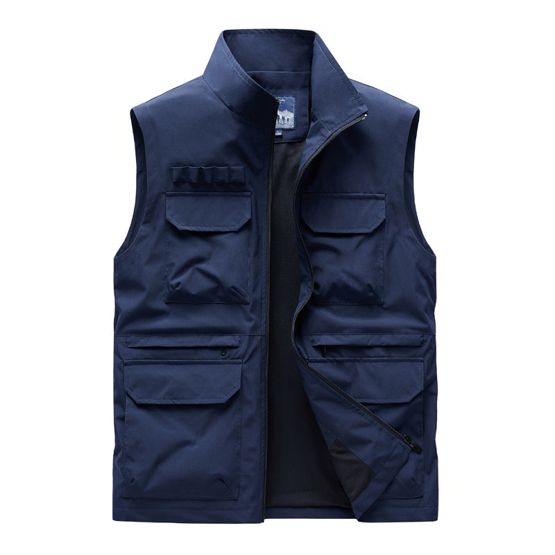 Herren Outdoor-Utilityweste mit acht Multifunktionstaschen, robustem Baumwollmix und Windschutzkragen Nord Taschen