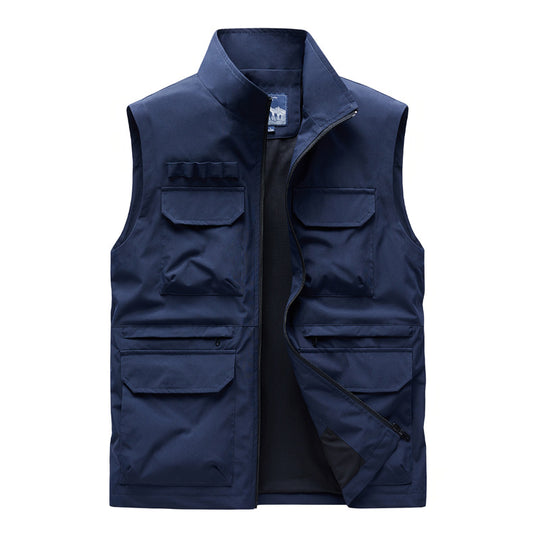Herren Outdoor-Utilityweste mit acht Multifunktionstaschen, robustem Baumwollmix und Windschutzkragen Nord Taschen