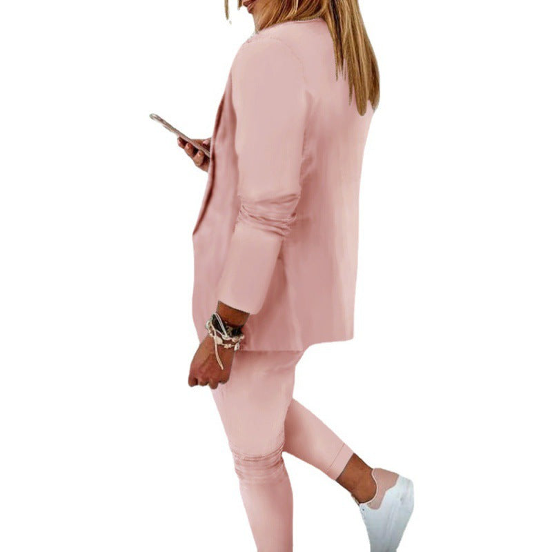 Damen Zweiteiliges Stretch-Jersey-Blazer-Set mit Kordelzug-Jogginghose Nord Taschen