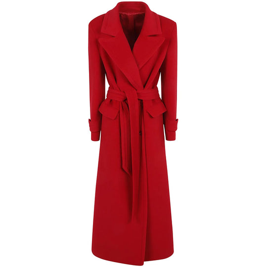 Damen Maxi-Mantel mit doppelreihiger Knopfleiste, weitem Revers und Pattentaschen Nord Taschen