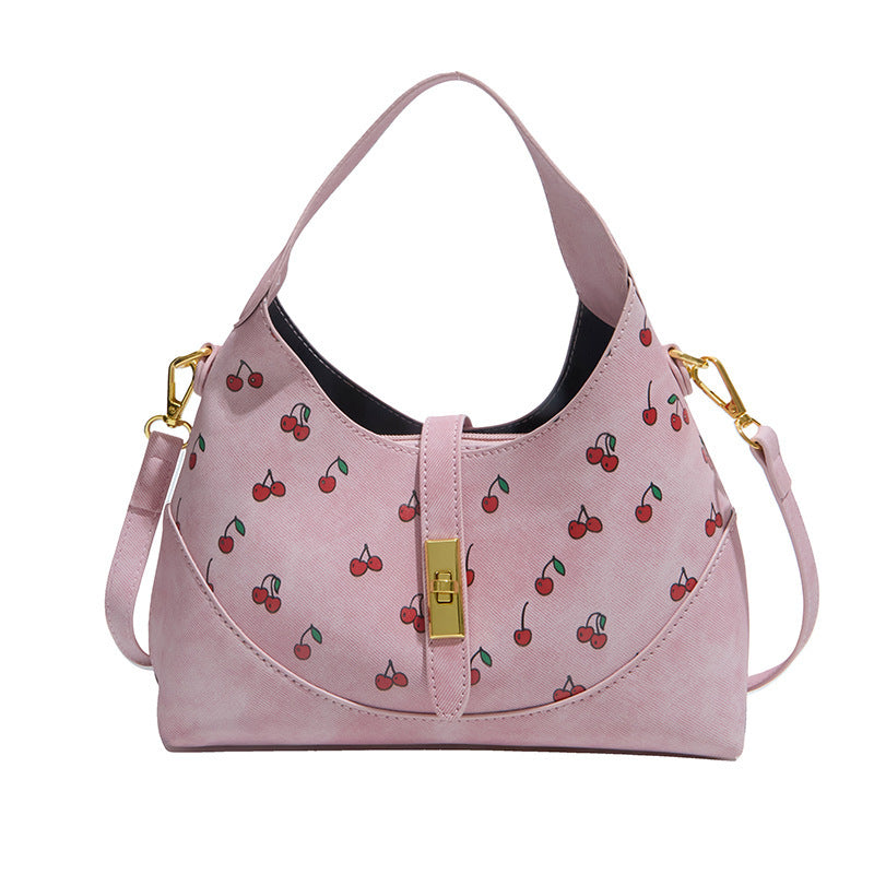 Damen Hobo-Tasche aus weichem Denim mit fröhlichem Kirschmuster Nord Taschen