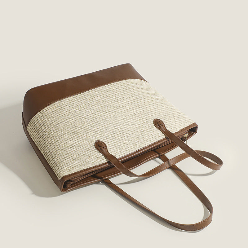 Damen Strandtasche mit hochwertigen Kunstlederelementen und robustem geflochtenem Design Nord Taschen