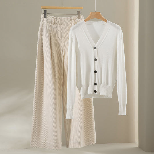 Damen Feiner V-Ausschnitt Cardigan mit Knopfleiste und geripptem Saum Nord Taschen