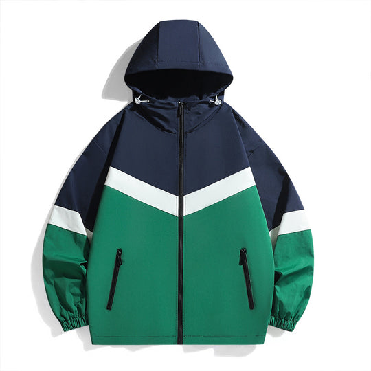 Herren Leichte Farbblock-Kapuzen-Übergangsjacke mit wasserabweisender Hülle, Kontrastpasse & Reißverschlusstaschen Nord Taschen