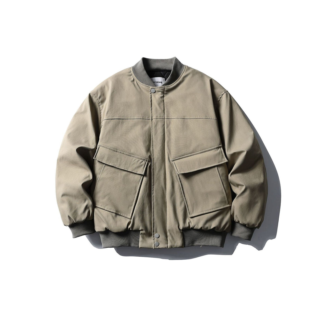 Unisex Kurzboxy wattierte Bomberjacke im Utility‑Look mit Rippenkragen Nord Taschen