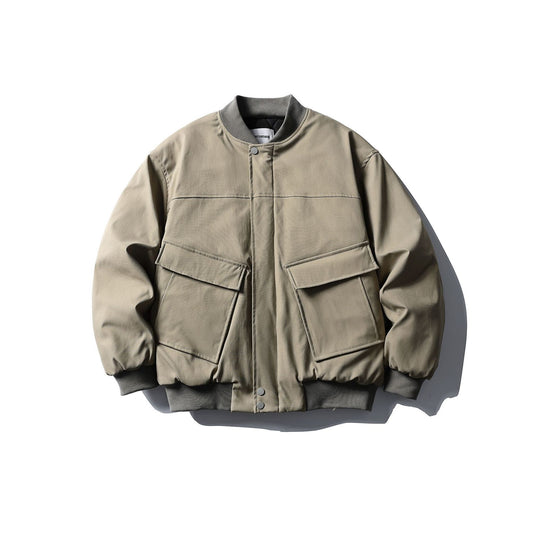 Unisex Kurzboxy wattierte Bomberjacke im Utility‑Look mit Rippenkragen Nord Taschen