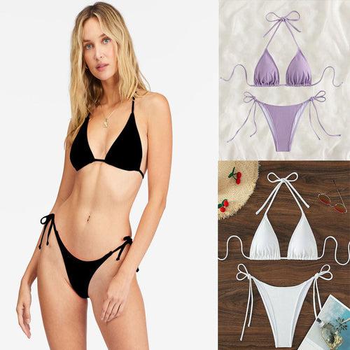 Damen Triangel-Bikini mit verstellbaren BindNord Taschenändern und hoher Beinausschnitt Nord Taschen