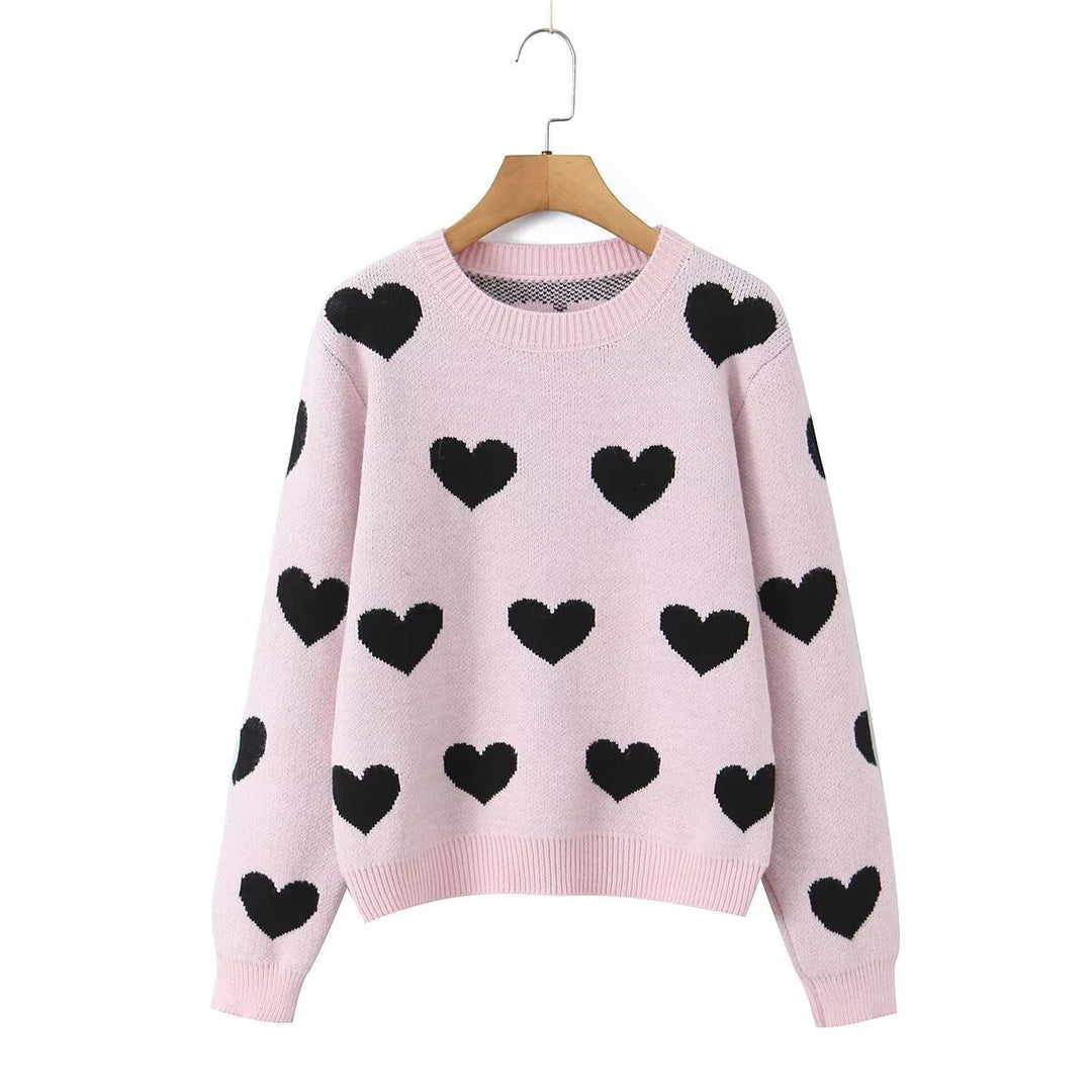Damen Herz‑Strickpullover mit Rundhalsausschnitt, Oversize‑Silhouette und Rippbündchen Nord Taschen
