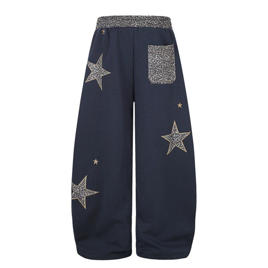 Damen Extraweite Palazzo‑Sweathose mit Leo‑Taille, Stern‑Applikationen und Kordelzug Nord Taschen