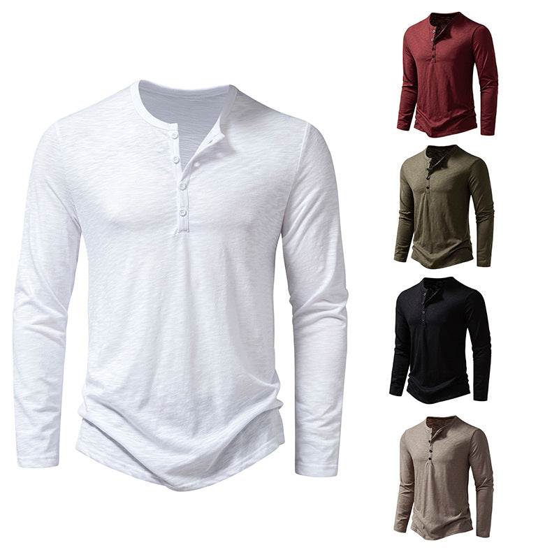 Herren Feinstrick-Henley mit Rundhalsausschnitt, verdeckter Knopfleiste und figurbetonter Passform Nord Taschen