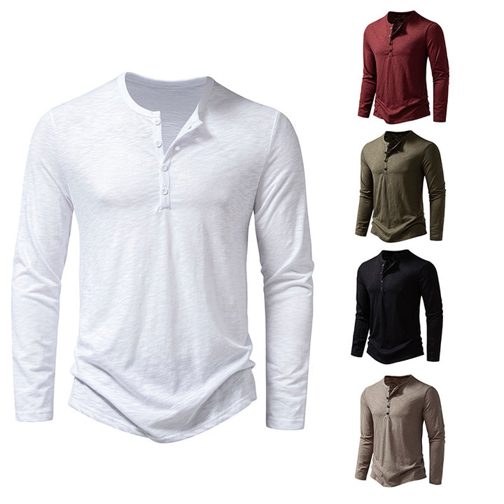 Herren Feinstrick-Henley mit Rundhalsausschnitt, verdeckter Knopfleiste und figurbetonter Passform Nord Taschen
