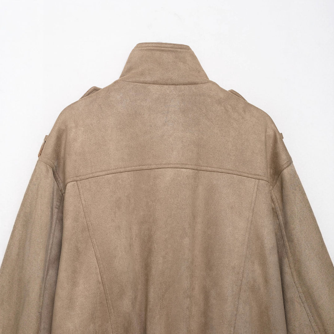 Damen Field‑Bomberjacke in Veloursleder‑Optik mit hoher Kragenpartie, Pattentaschen und Epauletten Nord Taschen