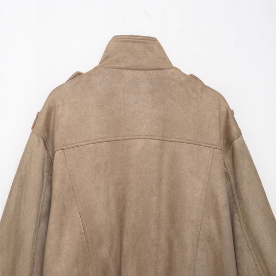 Damen Field‑Bomberjacke in Veloursleder‑Optik mit hoher Kragenpartie, Pattentaschen und Epauletten Nord Taschen