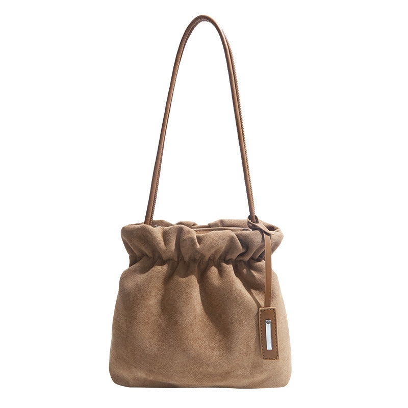 Damen lässige Veloursledertasche mit Raffungen Nord Taschen
