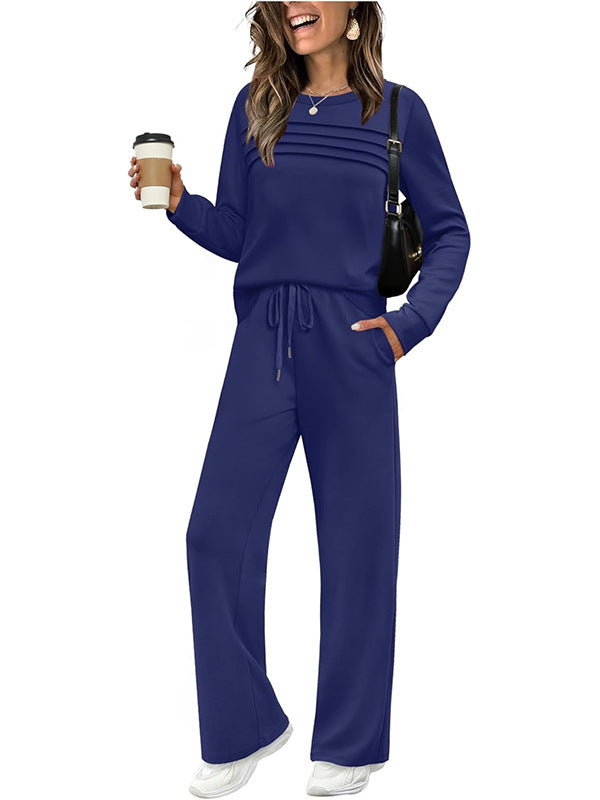 Damen Lounge-Set aus weichem Sweatstoff mit gerafftem Oberteil und weit geschnittenen Jogginghosen Nord Taschen
