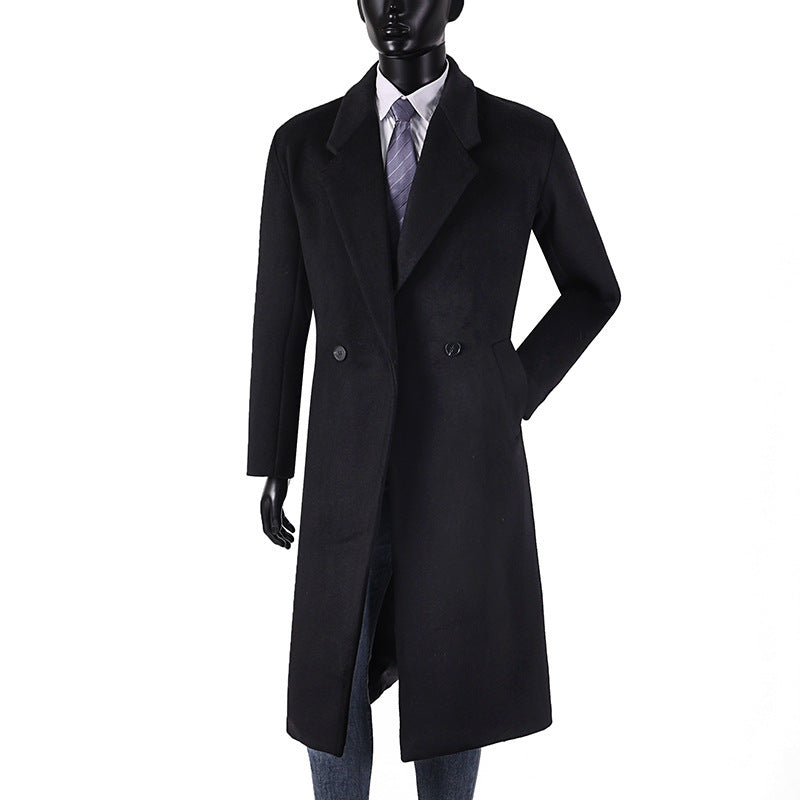 Herren Moderner Longcoat aus Wollmix mit schmalem Revers, leichter Taillierung und seitlichen Eingrifftaschen Nord Taschen