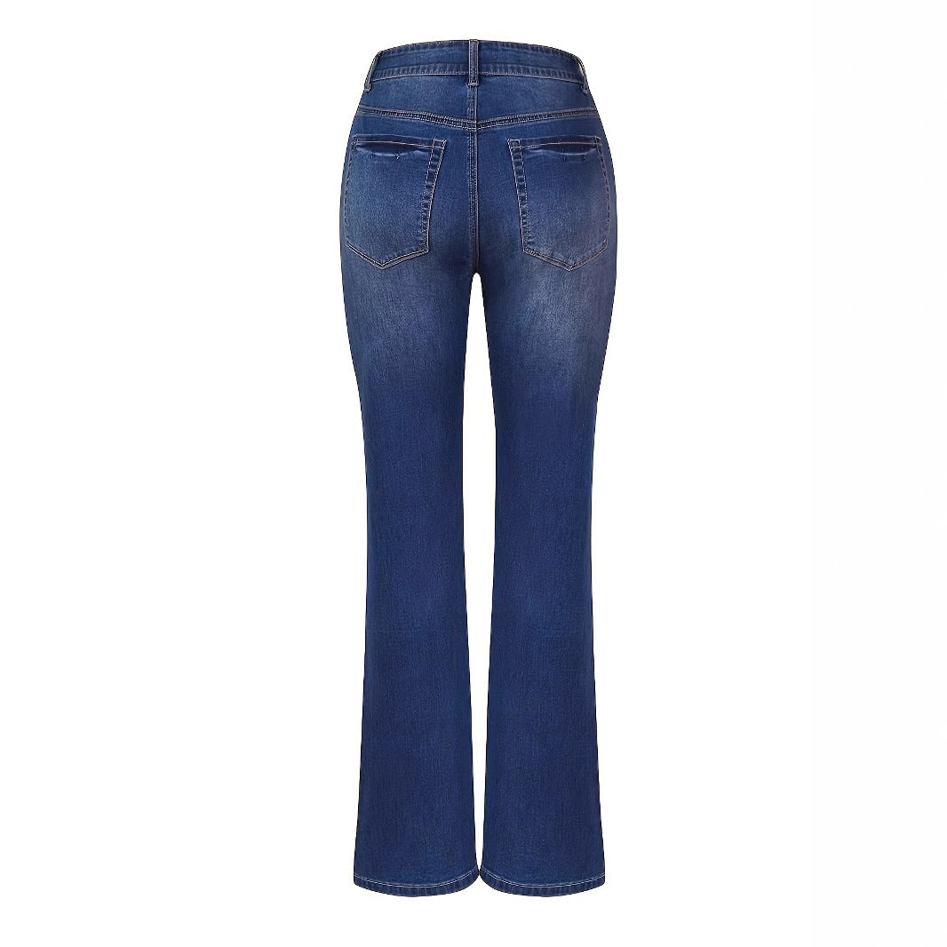Damen Hochtaillierte Button‑Fly Flared‑Jeans mit sculptender Mittelnaht Nord Taschen