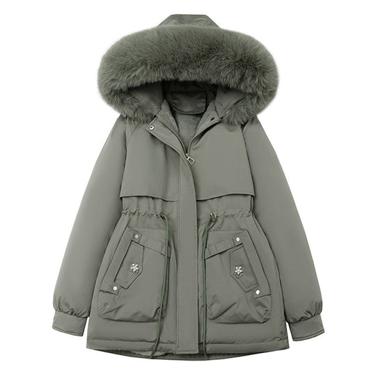 Damen nan taillierter Funktionsparka mit XXL-Kapuze, weichem Fleecefutter und multifunktionalen Pattentaschen Nord Taschen