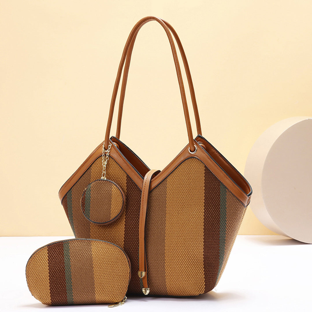 Damen vielseitige Tragetasche mit geometrischem Design und abnehmbaren Kosmetiktäschchen Nord Taschen