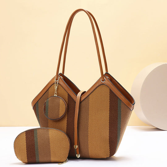 Damen vielseitige Tragetasche mit geometrischem Design und abnehmbaren Kosmetiktäschchen Nord Taschen