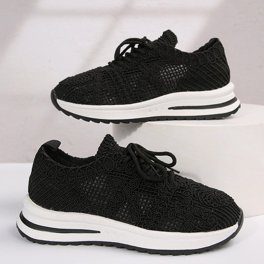 Damen  gestrickte Slip-On Plateau-Sneaker mit atmungsaktivem Obermaterial und gepolstertem Komfortfußbett Nord Taschen