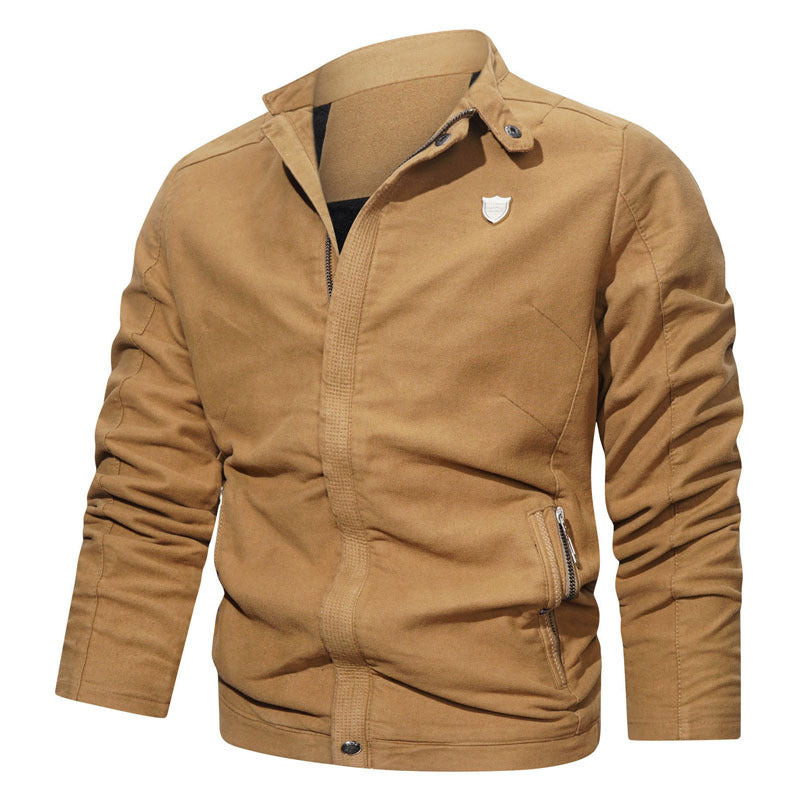 Herren Slim-Fit Canvas-Blouson mit Stehkragen, verdecktem Reißverschluss und Zipper-Taschen Nord Taschen