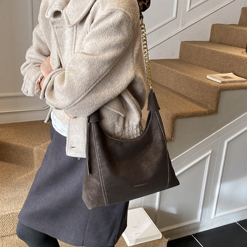 Damen schicke Hobo-Tasche aus weichem Wildleder mit dekorativen Nähten Nord Taschen