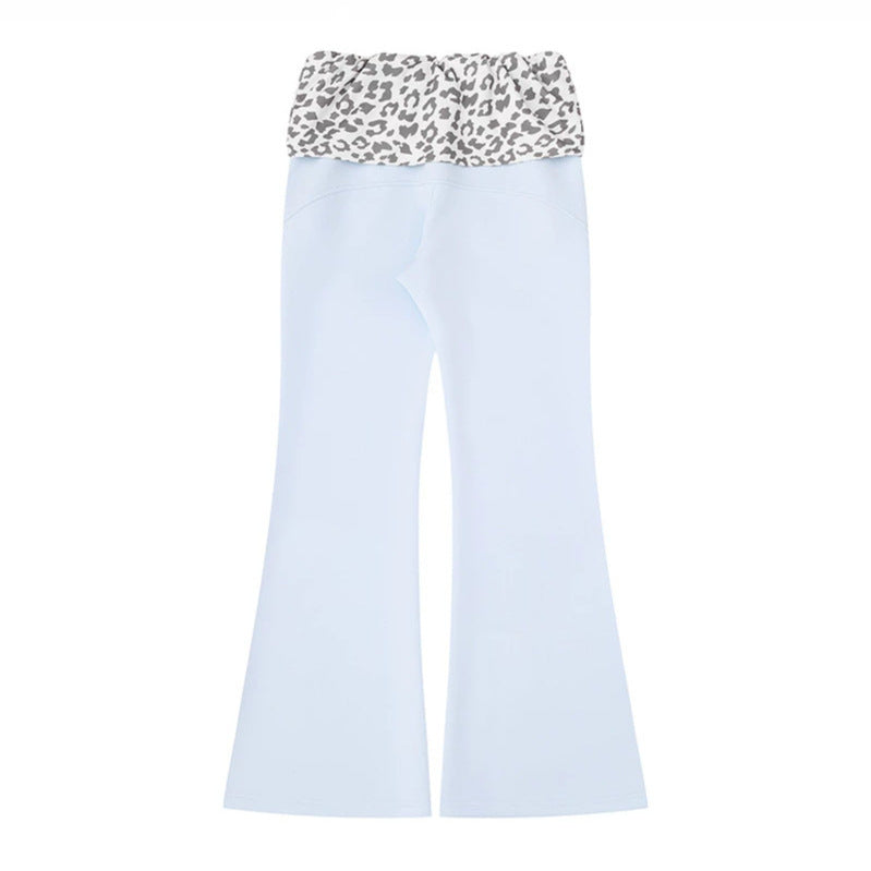 Damen Weite Jersey-Loungehose mit ausgestelltem Schlag und umgeschlagenem Leo-Bund Nord Taschen