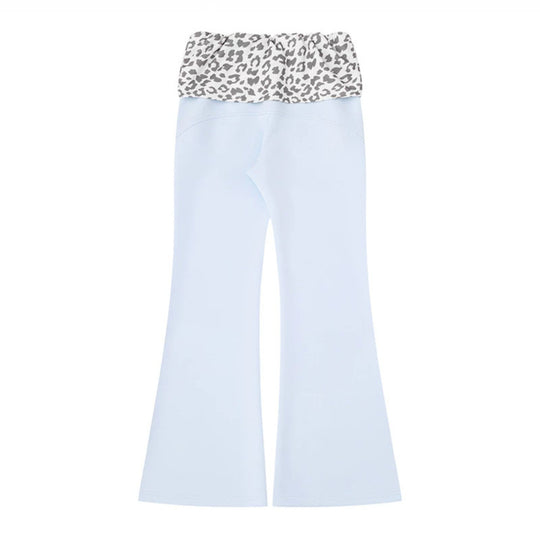 Damen Weite Jersey-Loungehose mit ausgestelltem Schlag und umgeschlagenem Leo-Bund Nord Taschen