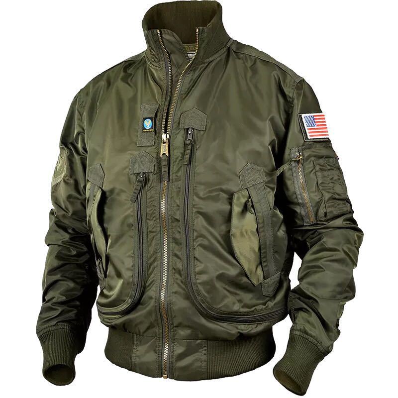 Herren  isolierte Pilot-Bomberjacke mit Ärmel-Reißverschlusstasche, mehreren Utilityfächern und elastischem Rippenbund Nord Taschen