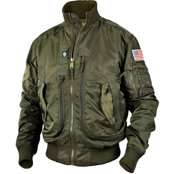 Herren  isolierte Pilot-Bomberjacke mit Ärmel-Reißverschlusstasche, mehreren Utilityfächern und elastischem Rippenbund Nord Taschen