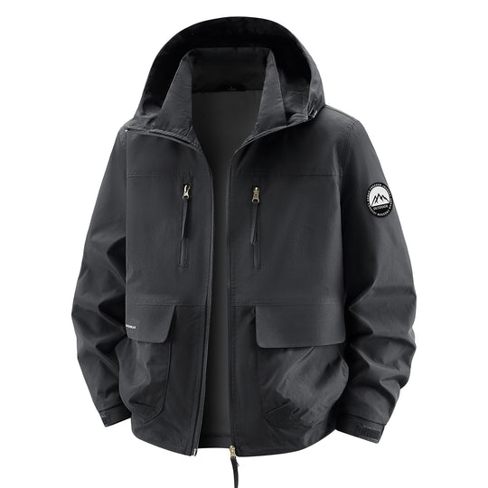 Herren Technische Kapuzen-Fieldjacke mit wasserabweisender Membran und Mehrfachtaschen Nord Taschen