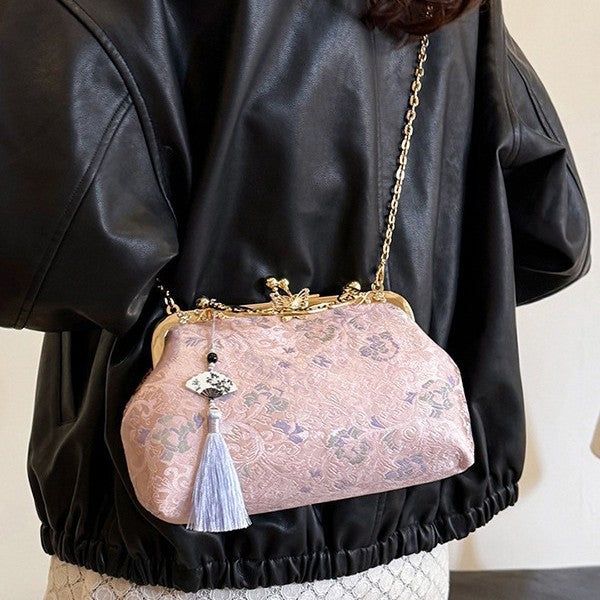 Damen Vintage-Inspirierte Clutch mit Kettenriemen Nord Taschen