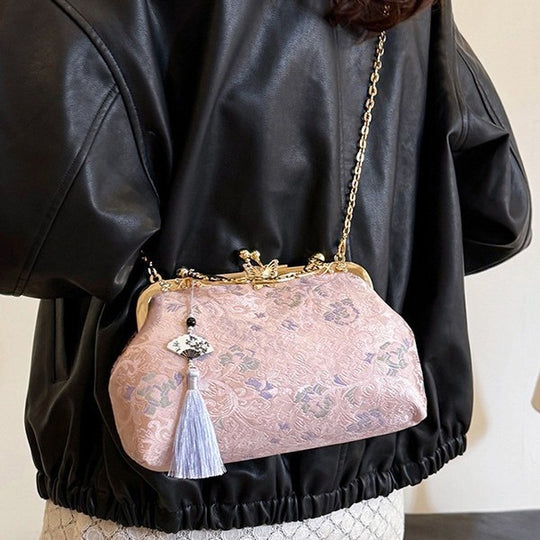 Damen Vintage-Inspirierte Clutch mit Kettenriemen Nord Taschen