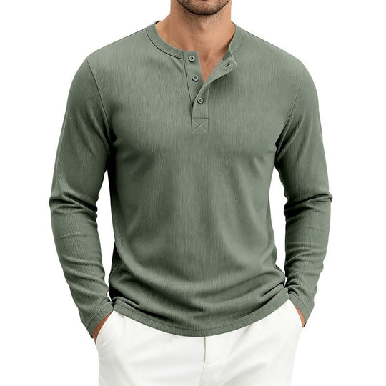 Herren Langärmeliges Waffelstrick-Henleyshirt mit Knopfleiste, thermoregulierend und schmaler Schnitt Nord Taschen