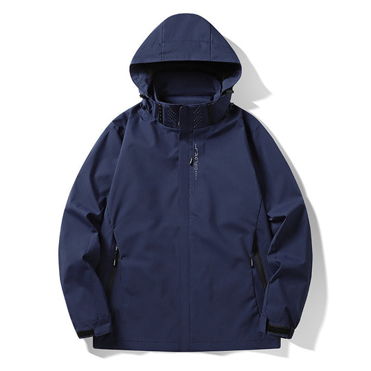 Herren Wasser- und winddichte technische Kapuzen-Outdoorjacke mit verschweißten Nähten und atmungsaktivem Futter Nord Taschen