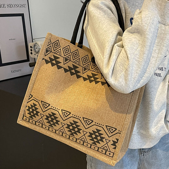Damen Jutetasche mit modernem Ethnomuster Nord Taschen