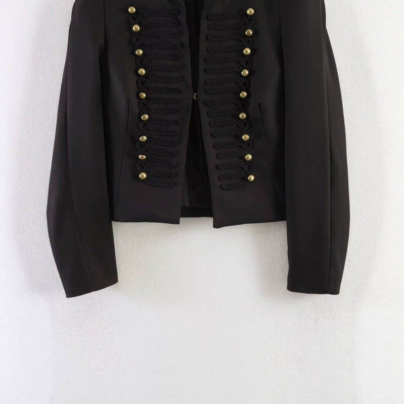 Damen Kurze marschallinspirierte Blazerjacke mit dekorativer Knopfreihe und Kordelbesatz Nord Taschen