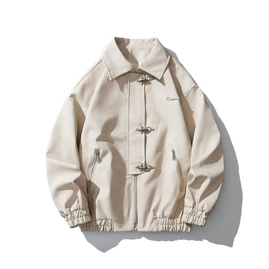 Herren Oversize Veloursjacke mit markanten Metallverschlüssen und Reißverschlusstaschen Nord Taschen
