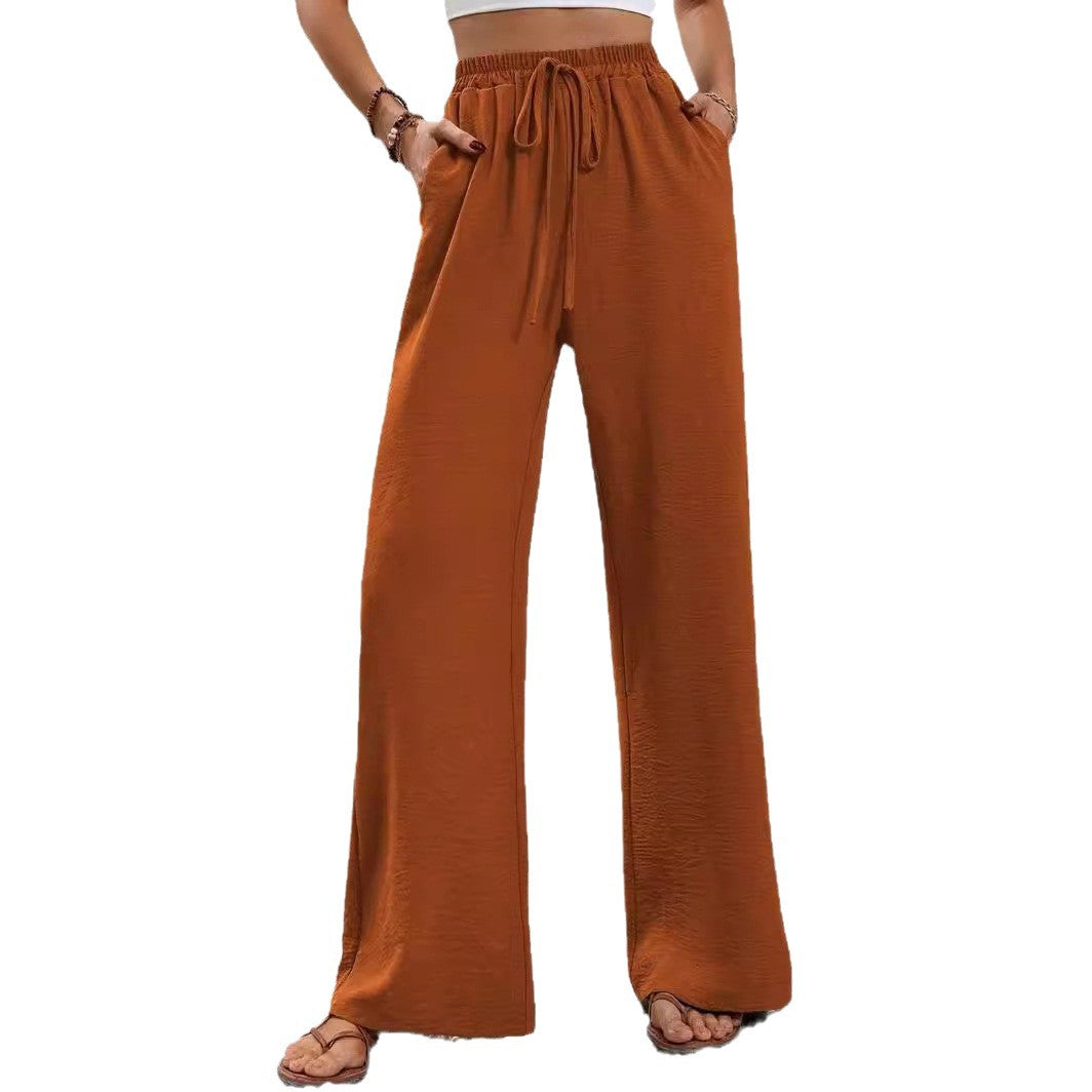 Damen Weite Palazzohose mit hohem Elastikbund, Kordelzug und Eingrifftaschen Nord Taschen