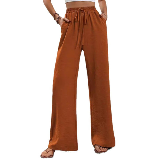 Damen Weite Palazzohose mit hohem Elastikbund, Kordelzug und Eingrifftaschen Nord Taschen