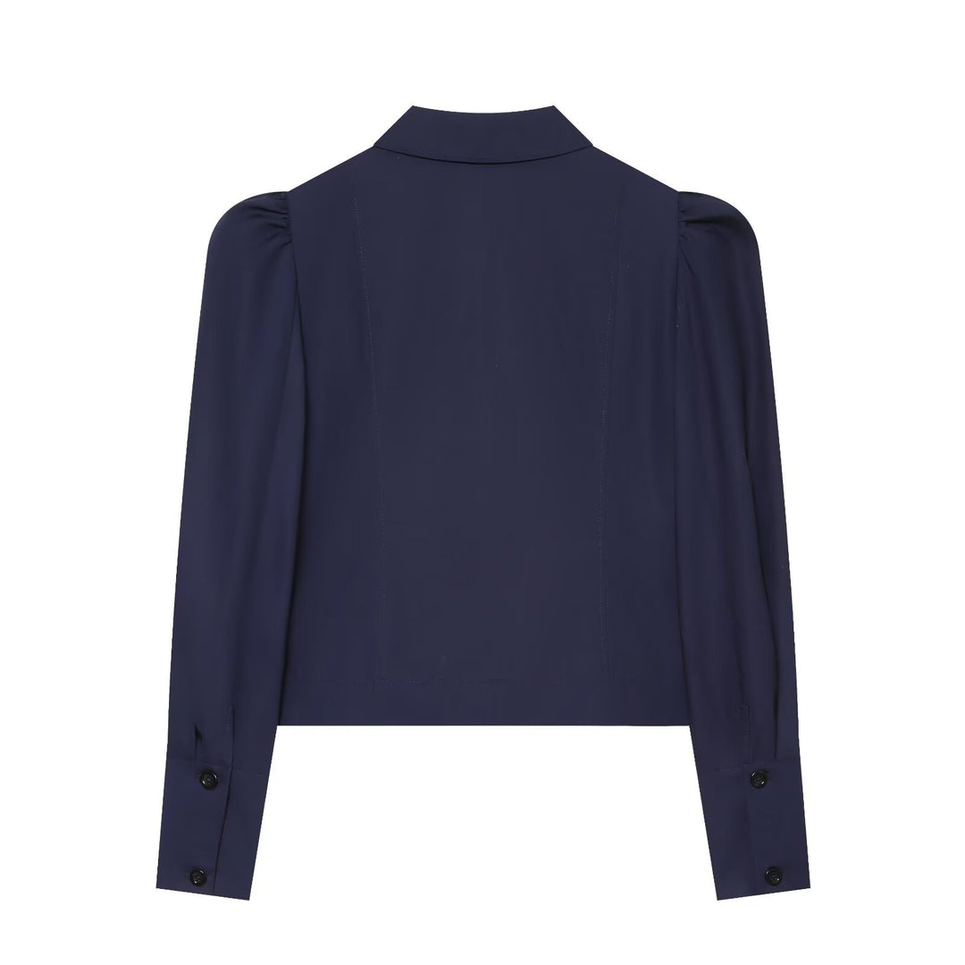 Damen Kurzblazer im Blouson‑Stil mit gerafften Schulterpartien und Knopfleiste Nord Taschen