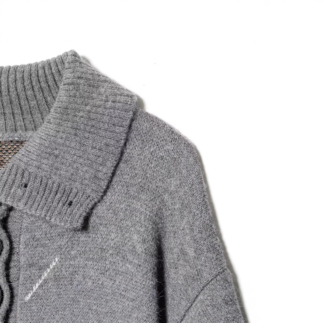 Damen Oversized Strickpullover mit Rautenmuster und Rollkragen Nord Taschen