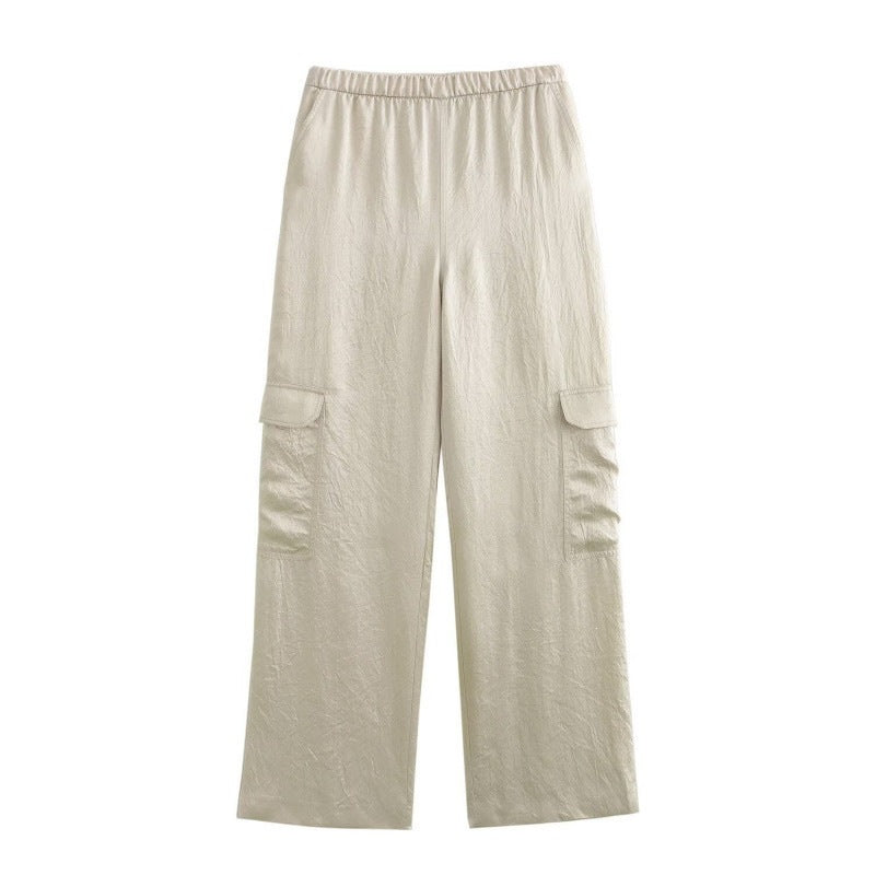Damen Weite Cargo-Hose mit elastischem Bund und aufgesetzten Klappentaschen Nord Taschen