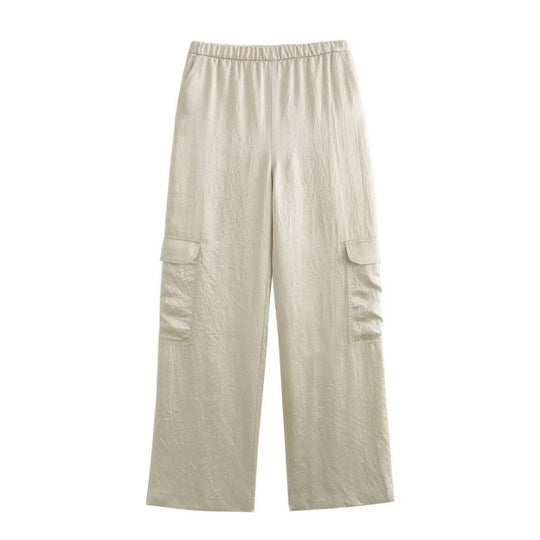 Damen Weite Cargo-Hose mit elastischem Bund und aufgesetzten Klappentaschen Nord Taschen
