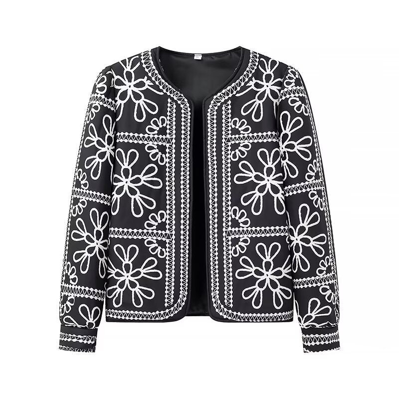 Damen Offene Blazerjacke mit floralem Allover-Print, Rundhalsausschnitt und femininer Passform Nord Taschen
