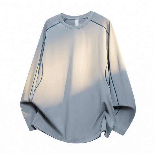 Damen Oversize-Langarmshirt aus Waffel‑ und Jersey‑Mix mit kontrastierenden Flatlocknähten Nord Taschen