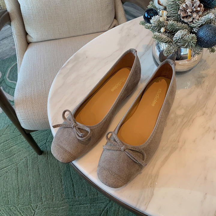 Damen Ballerinas mit charmantem Schleifendetail aus hochwertigem Wildleder