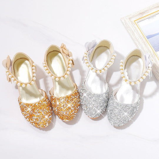 Damen Elegante und funkelnde Mittelabsatzschuhe mit Perlen- und Schleifendetails
