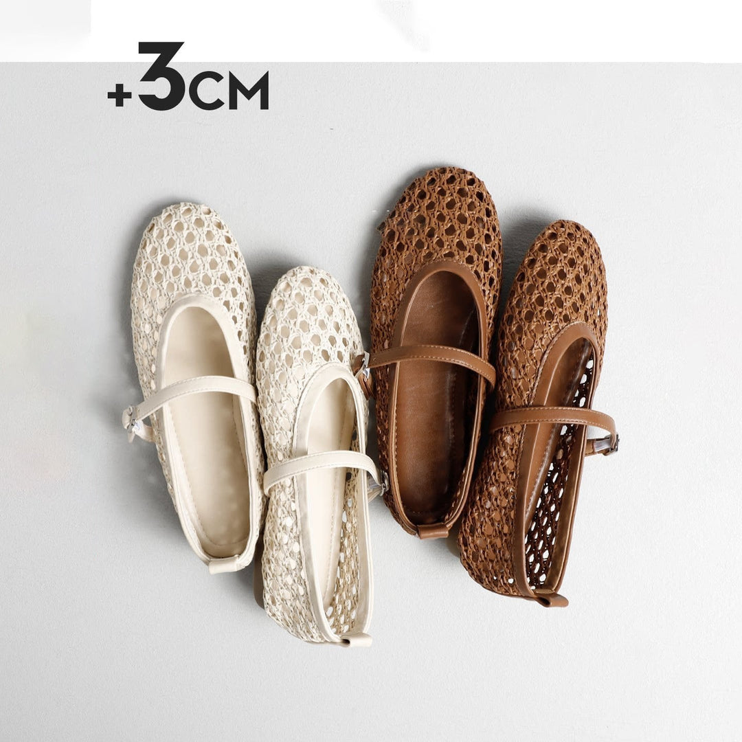 Damen elegante Ballerinas mit luftiger WNord Taschenstruktur und zierlichem Riemchen